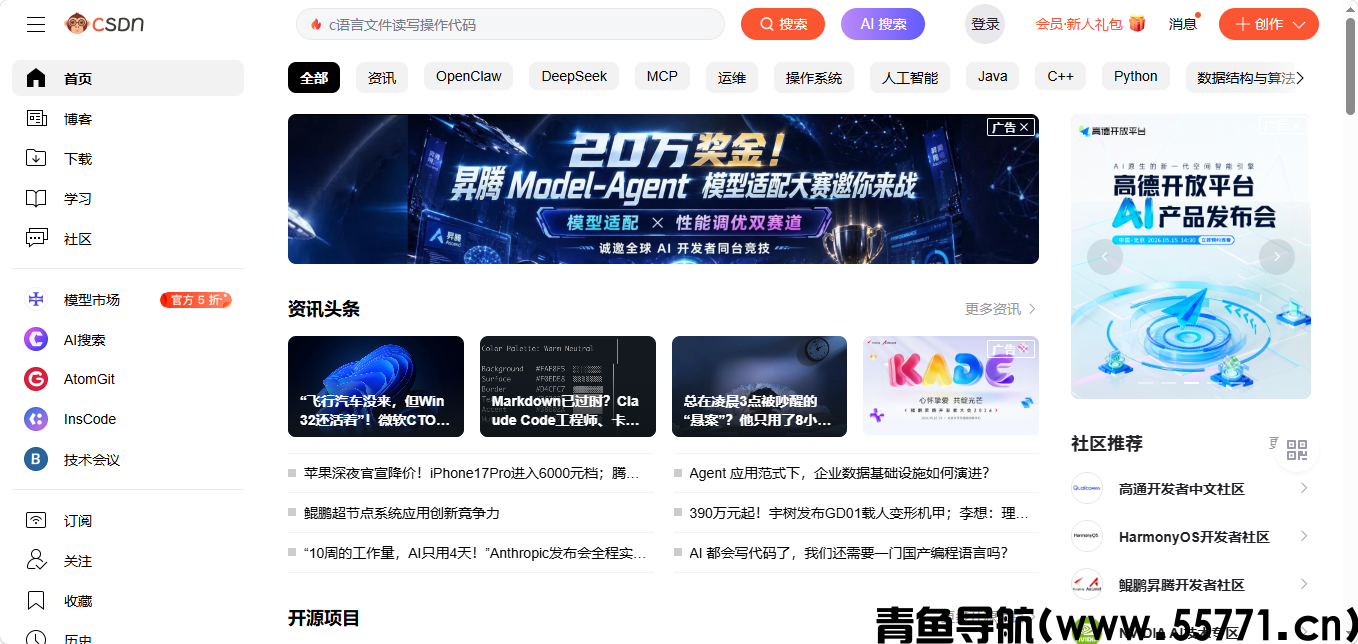 CSDN 页面截图-青鱼导航