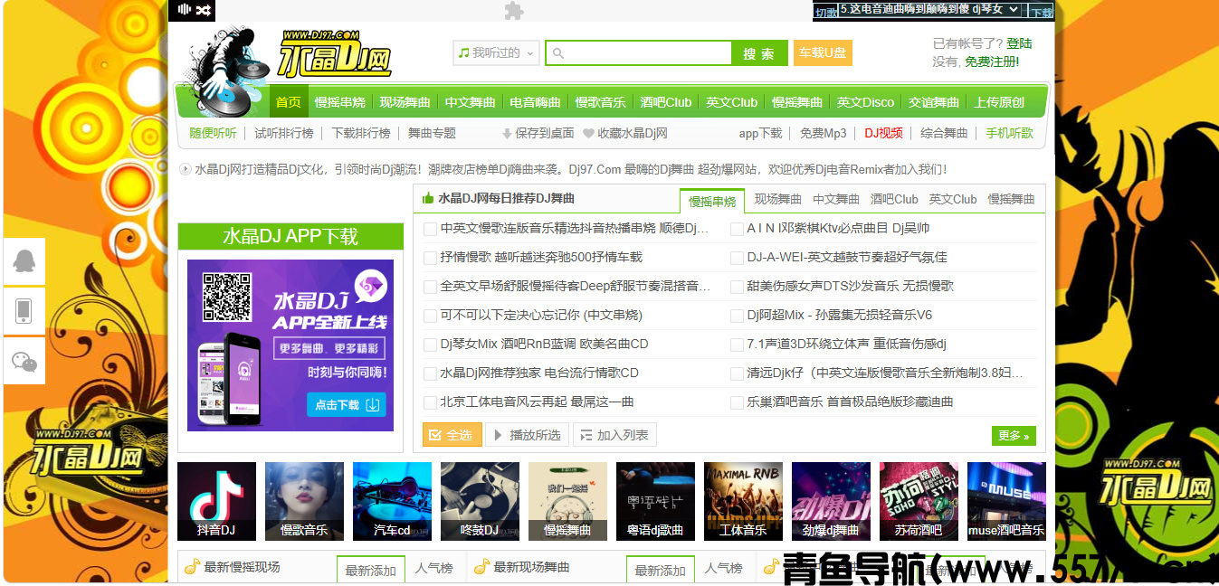 水晶 DJ 网页面截图-青鱼导航
