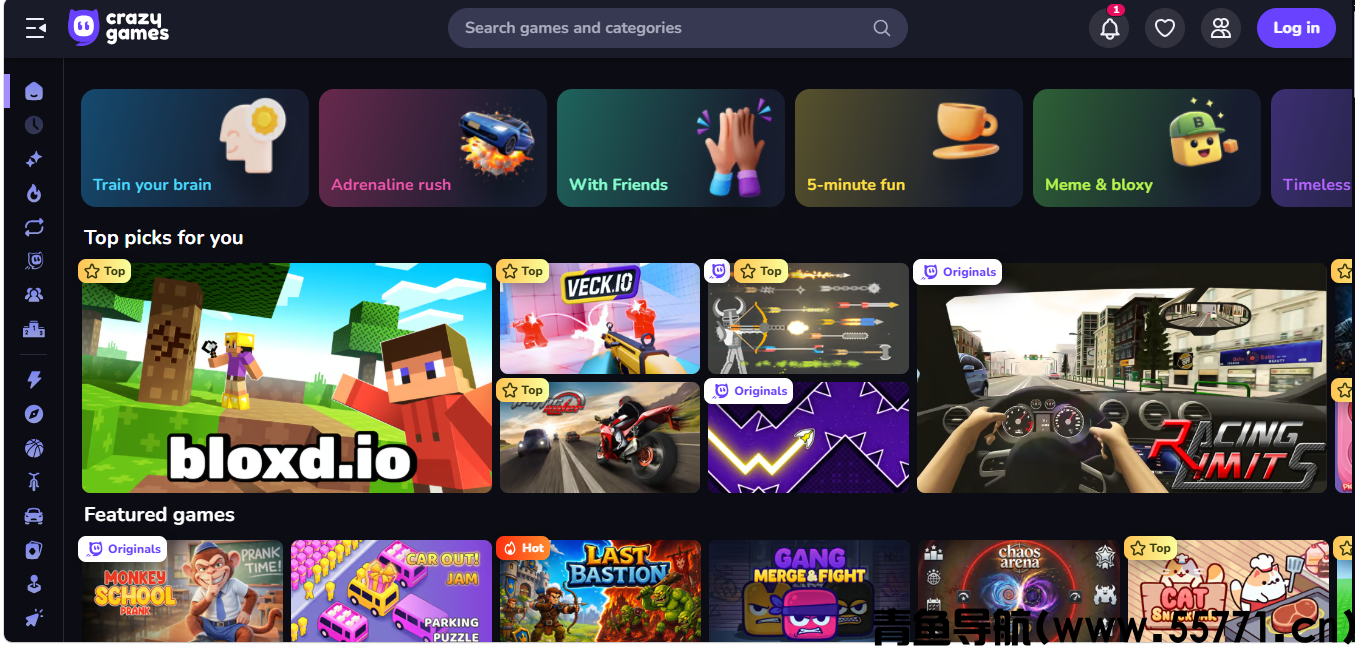 CrazyGames页面截图-青鱼导航
