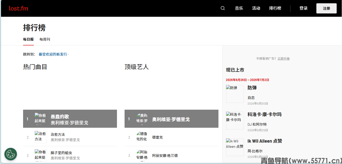 Last.fm last.fm 全球音乐追踪社区听歌数据统计首页截图 - 青鱼导航 Last.fm last.fm 全球音乐追踪社区听歌数据统计首页截图 - 青鱼导航