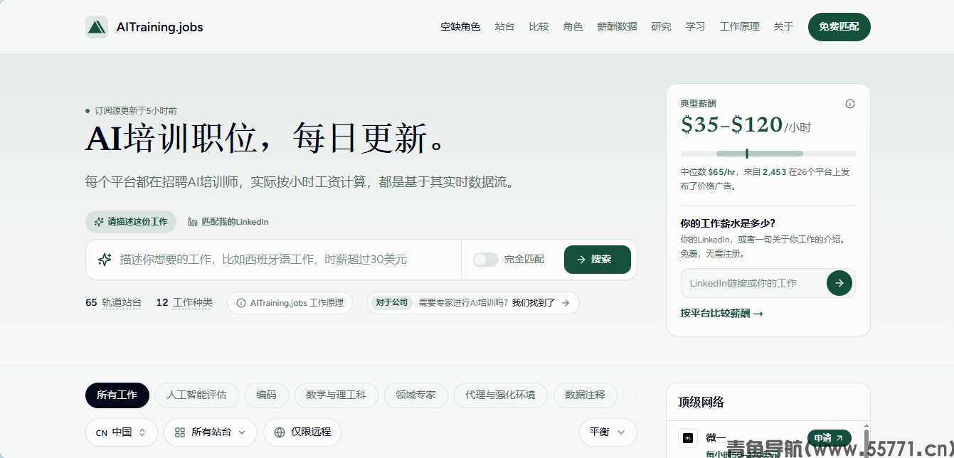 AITraining.jobs网站首页截图-青鱼导航 AITraining.jobs网站首页截图-青鱼导航